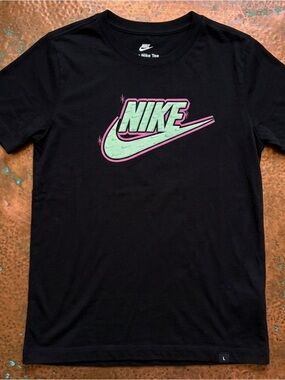Nike Black Tee with Mint and Pink Logo